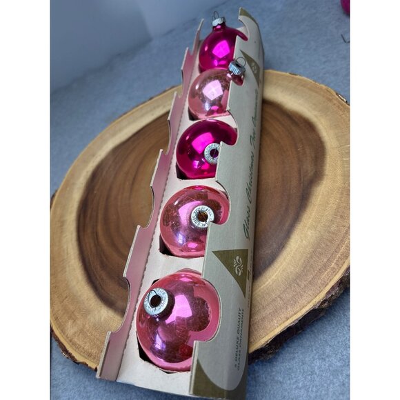 Shiny Brite Vintage Christmas Ornaments Set of 6 Pink Glass Balls 2.5" - Picture 8 of 12
